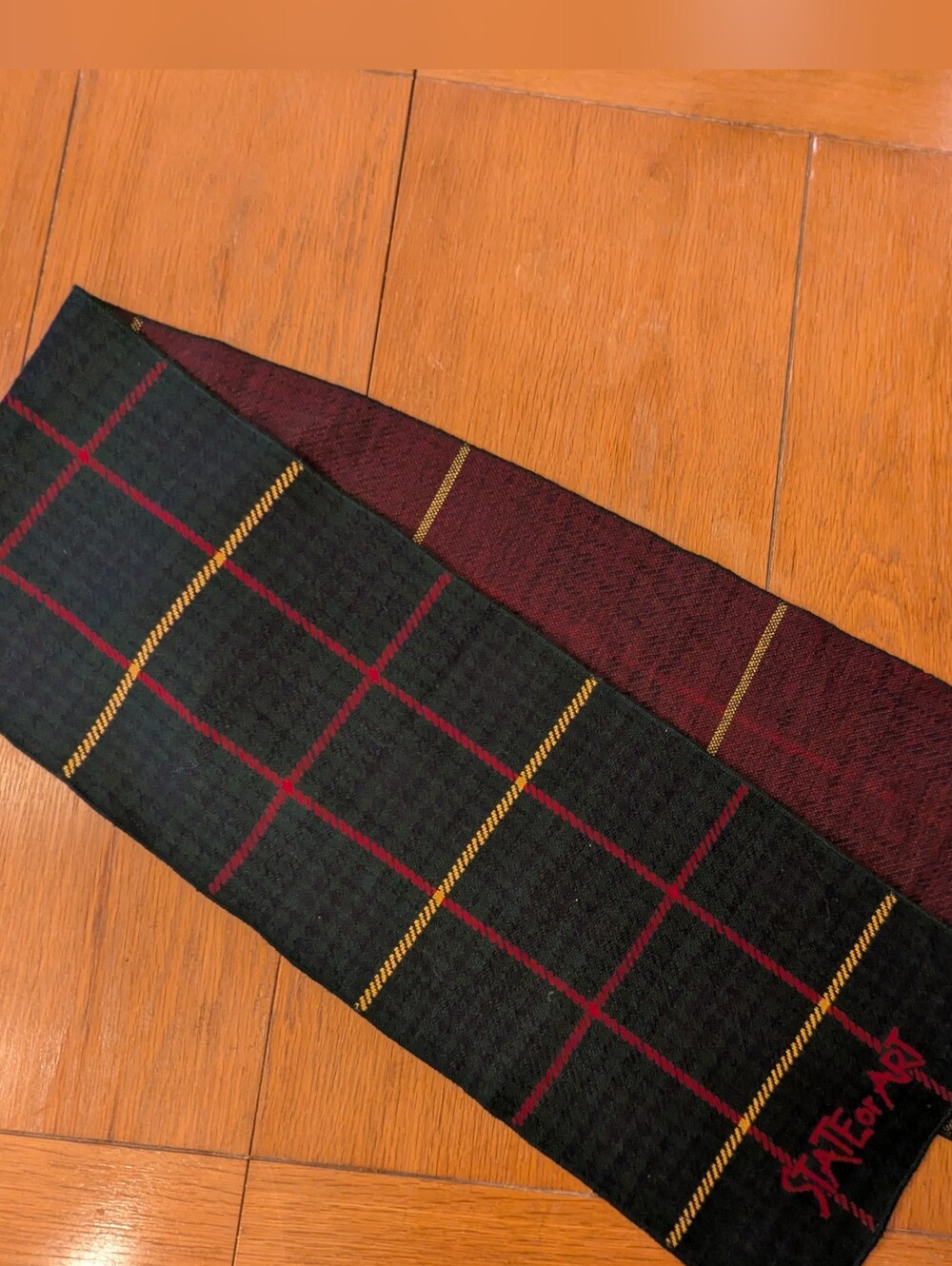 State of Art Plaid Scarf - Woolen Lightweight Black & Burgundy 66' by  10'